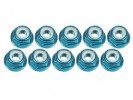 3RACING 4mm Aluminum Flanged Lock Nuts (10 Pcs) - Light Blue - 3RAC-NF40/LB