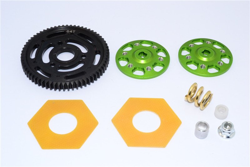 Axial Racing Yeti Aluminium Spur Gear Adapter + Steel Spur Gear 32 Pitch 64T + Fibre Slipper Pad (AX31065+AX31067+AX31068) - 5pcs set - GPM YT1664T39