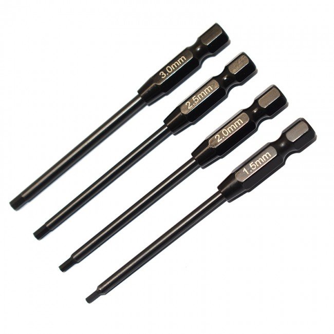 Hurricane High End Black Ti Tips A:Hex 1.5/2.0/2.5/3.0mm 78mm length - GPM NSD076A