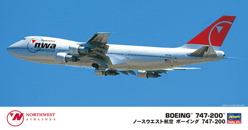 Hasegawa 10840 - 1/200 Northwest Airlines Boeing 747-200