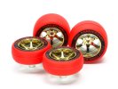 Tamiya 95665 - Jr Red Slick Tires w/Gold Wheels Full Cowled Mini 4WD 30th Anniversary