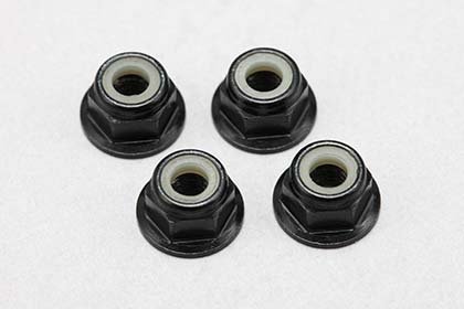 Yokomo ZC-N4AFBKA M4 Aluminum nylon flange lock nut (Black 4pcs)